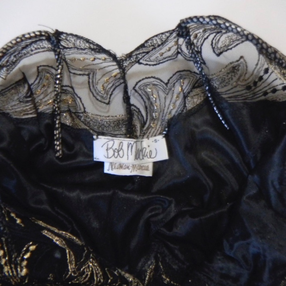 Vintage 1980's Bob Mackie black and pewter dot nightgown- Size Small - Picture 4 of 4